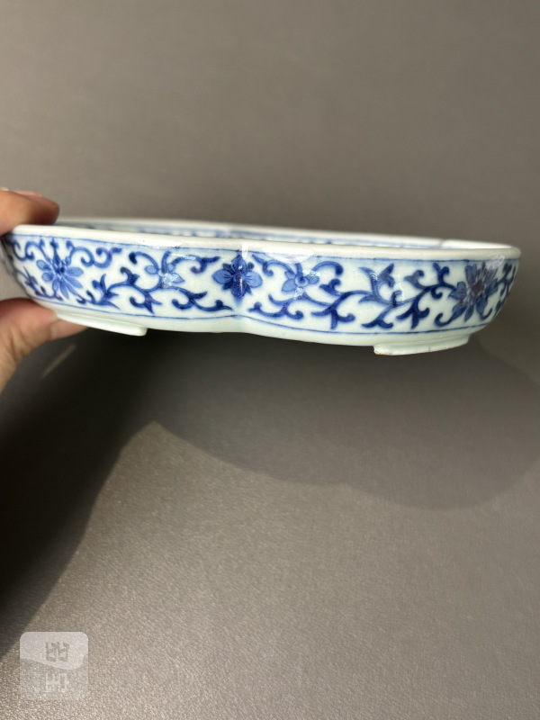 清嘉庆 青花御题诗文海棠洗 - 图9